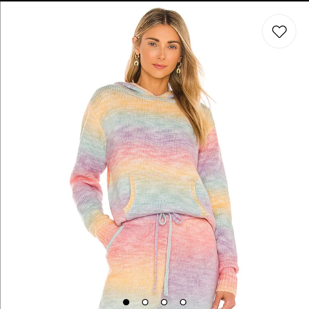 Frankie’s Bikinis Rainbow Knit Aiden Sweater Hoodie Size S